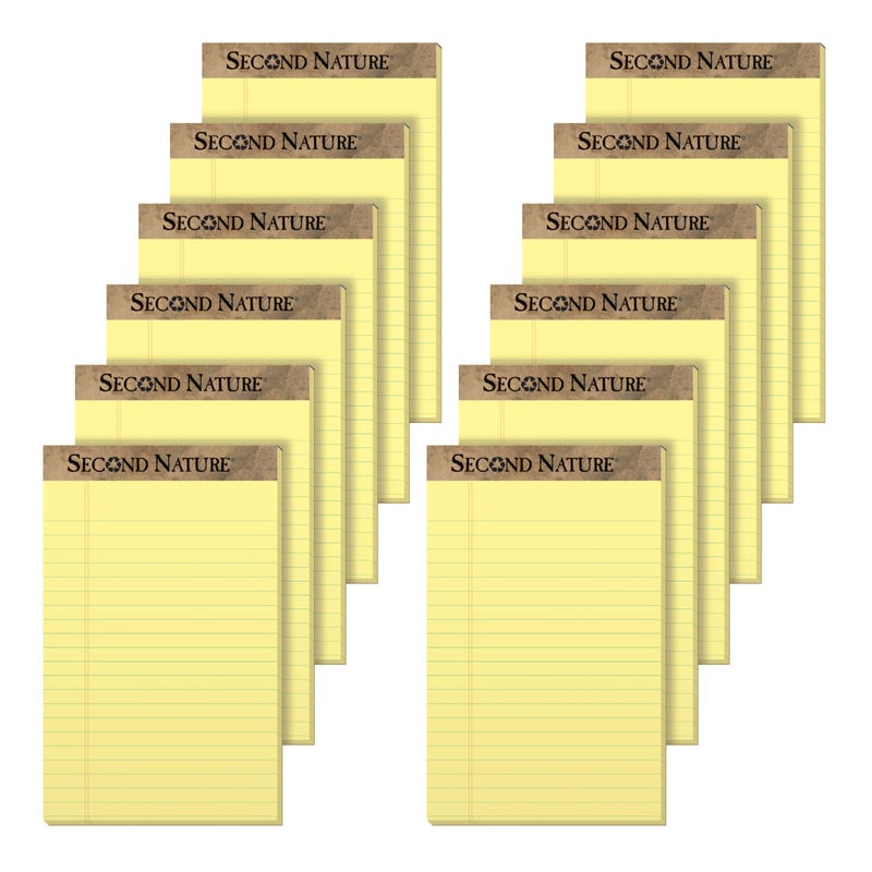 Second Nature Recycled Pads, Jr. Legal, 5 x 8, Canary, 50 Sheets (Pack of 12) - Image 1