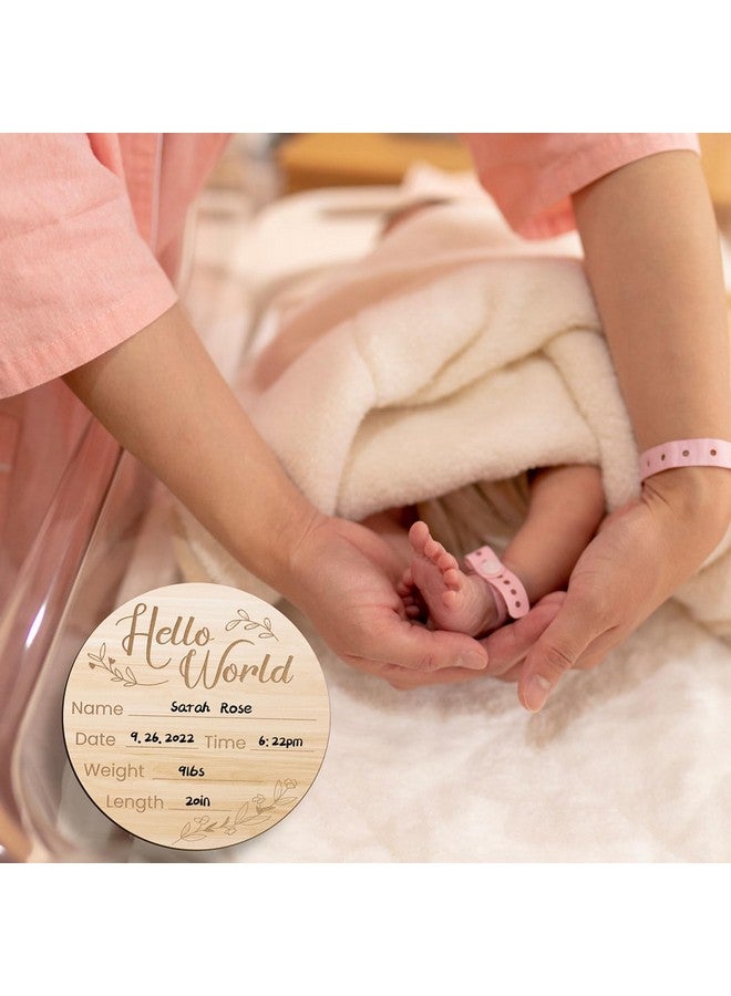 YOKIND 6 Inch Baby Birth Announcement Sign, Hello World Newborn Sign Birth Announcement Sign New Baby Sign for Hospital Nursery New Parents Baby Shower (design 2) - Image 4