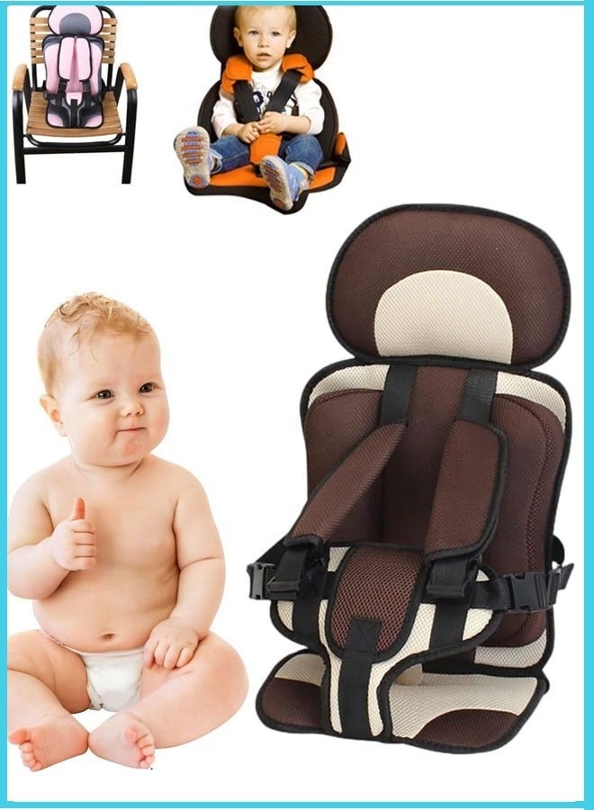 DOOKOO High-quality, skin-friendly, breathable, convenient baby car safety seat, child portable basket-style booster seat, car seat/portable baby safety car seat, thickened cotton seat, coffee color - Image 1