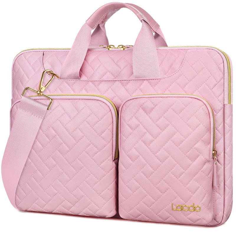 Lacdo Laptop Bag for Women 15156 inch Laptop Shoulder Bag for 15156 inch Acer HP Dell ASUS Laptop Acer Aspire HP Pavilion Dell Inspiron IdeaPadASUS ZenBook Messenger Computer BagSakura Pink - Image 2