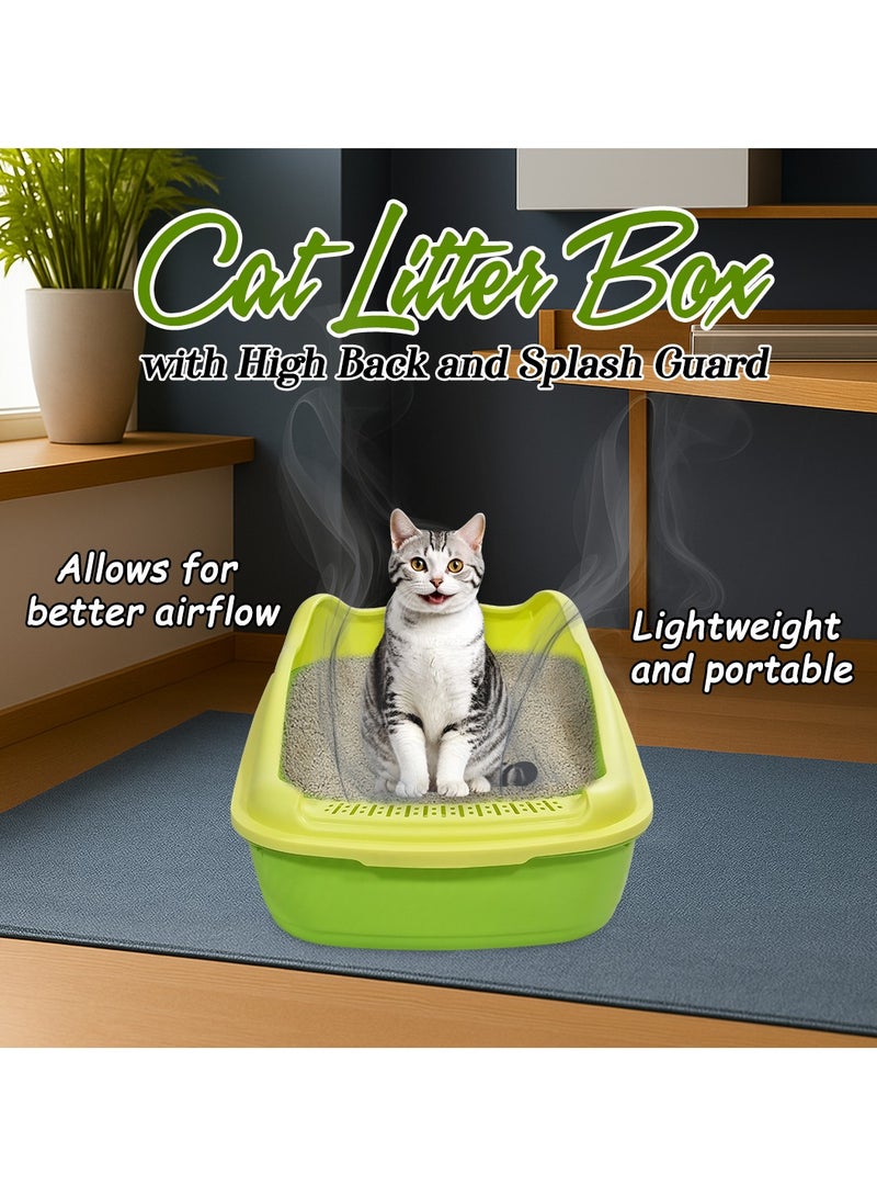أن ان سي بيتس صندوق قمامة قطط كبير لجميع أحجام القطط، مصنوع من البلاستيك المتين وتصميم قابل للإزالة، صندوق قمامة قطط 56 سم مع مغرفة، سياج مرتفع ومضاد للرذاذ، صندوق نفايات الحيوانات الأليفة سهل التنظيف (أخضر) - Image 4