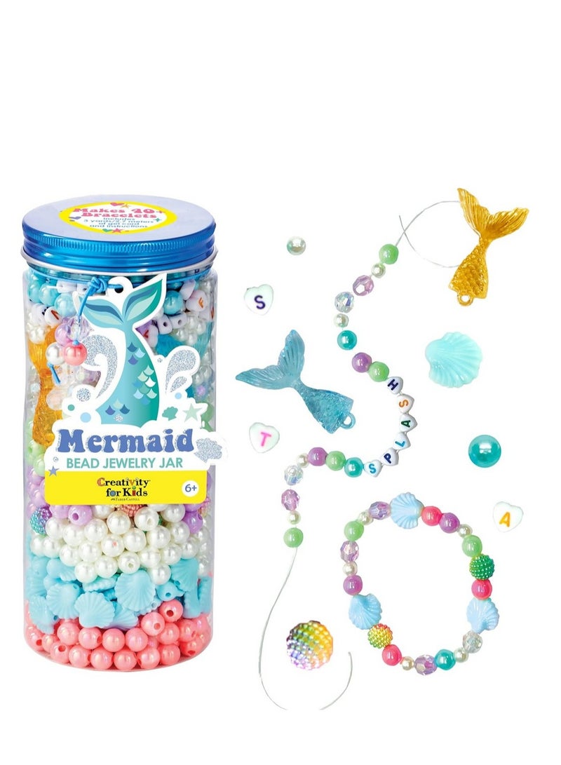Creativity for Kids Creativity for Kids Bead Jewelry Jar Mermaid Kit - Bead Set, Create Necklaces & Bracelets, Mermaid-Themed Jewelry, Kids Jewelry Making, Creative Play  - Image 1