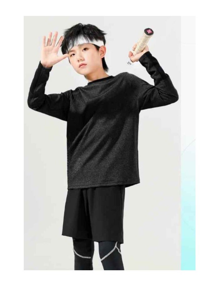 Children's Long Sleeved Long Pants Two-Piece Running Basketball Training Quick Drying Sports Suit  - Image 1