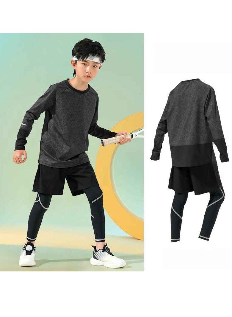 Children's Long Sleeved Long Pants Two-Piece Running Basketball Training Quick Drying Sports Suit  - Image 2