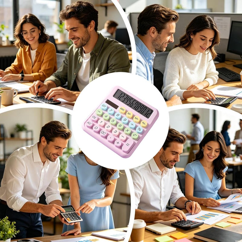 Desktop Calculator,12 Digits Solar Round Buttons Counter | Home Office Calculator - for Home Office School College Work Business Travel Outdoor Shopping Store - Image 4