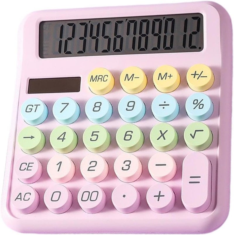 Desktop Calculator,12 Digits Solar Round Buttons Counter | Home Office Calculator - for Home Office School College Work Business Travel Outdoor Shopping Store - Image 1