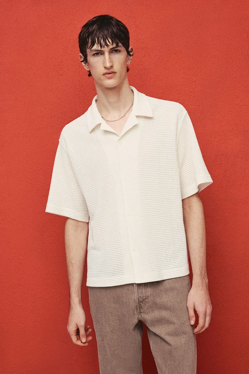 H&M Loose Fit Waffled resort shirt