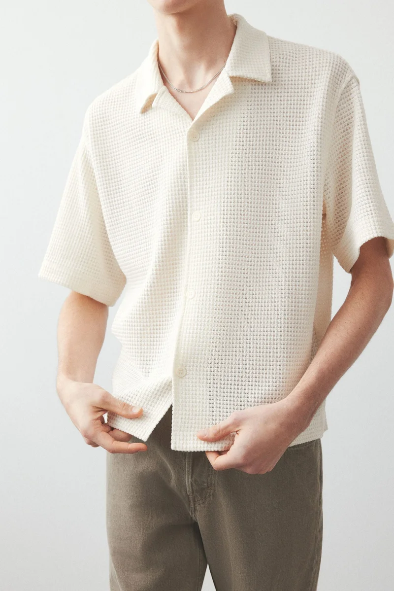 H&M Loose Fit Waffled resort shirt