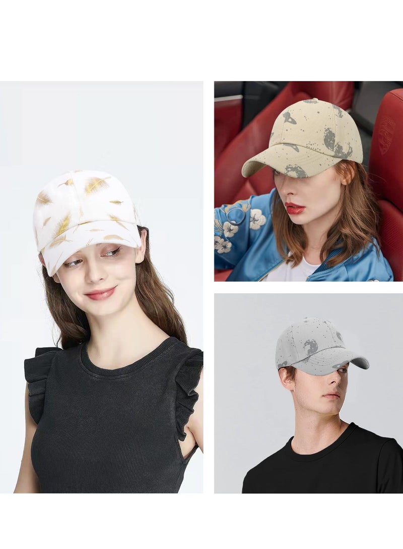 Excefore Baseball Cap for Women, Low Profile Cotton Feather Print Adjustable Breathable Baseball Hat for Unisex Outdoor Sports Cap Golf Running - Image 4