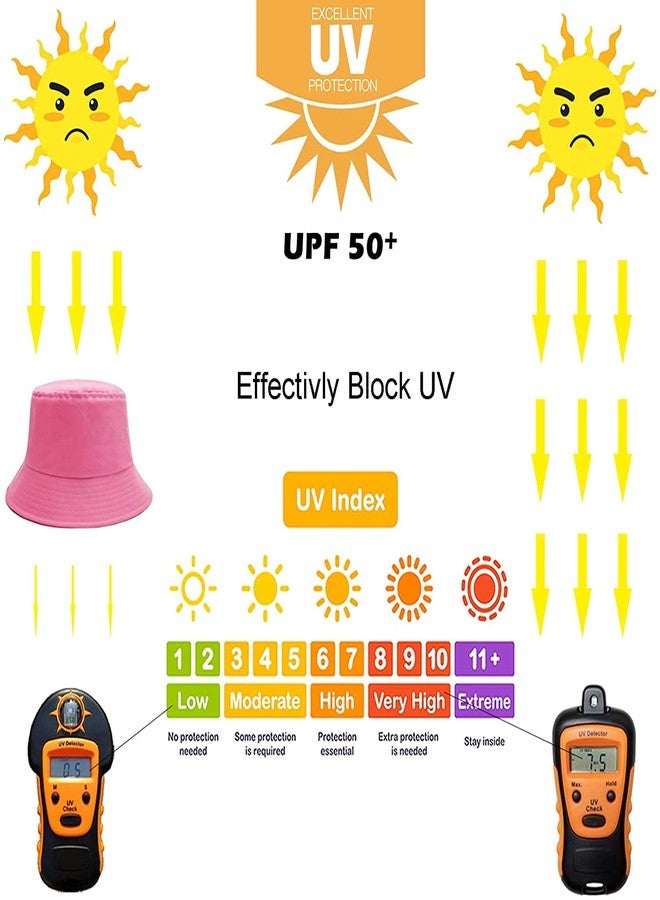 Missby® Men & Women Cotton Classic Packable Beach Bucket Sun Hat (Pink) - Image 3