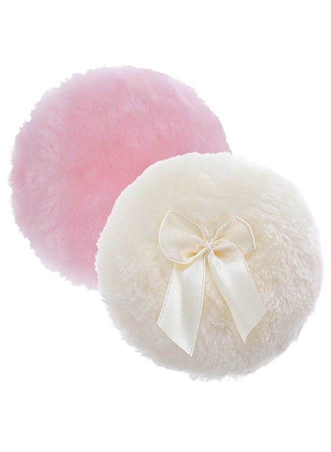 Sibba وسادة بودرة كبيرة رقيقة، 4 بوصة ناعمة للغاية قابلة للغسل وإعادة الاستخدام، وسادة بودرة وجه وجسم من المخمل، أداة مكياج بودرة فضفاضة (وردي وأصفر) - Image 1