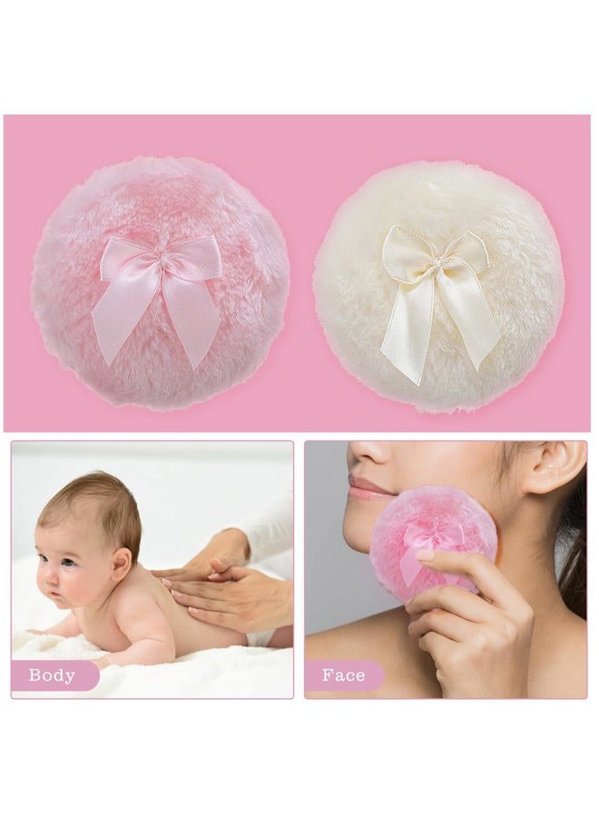 Sibba وسادة بودرة كبيرة رقيقة، 4 بوصة ناعمة للغاية قابلة للغسل وإعادة الاستخدام، وسادة بودرة وجه وجسم من المخمل، أداة مكياج بودرة فضفاضة (وردي وأصفر) - Image 4