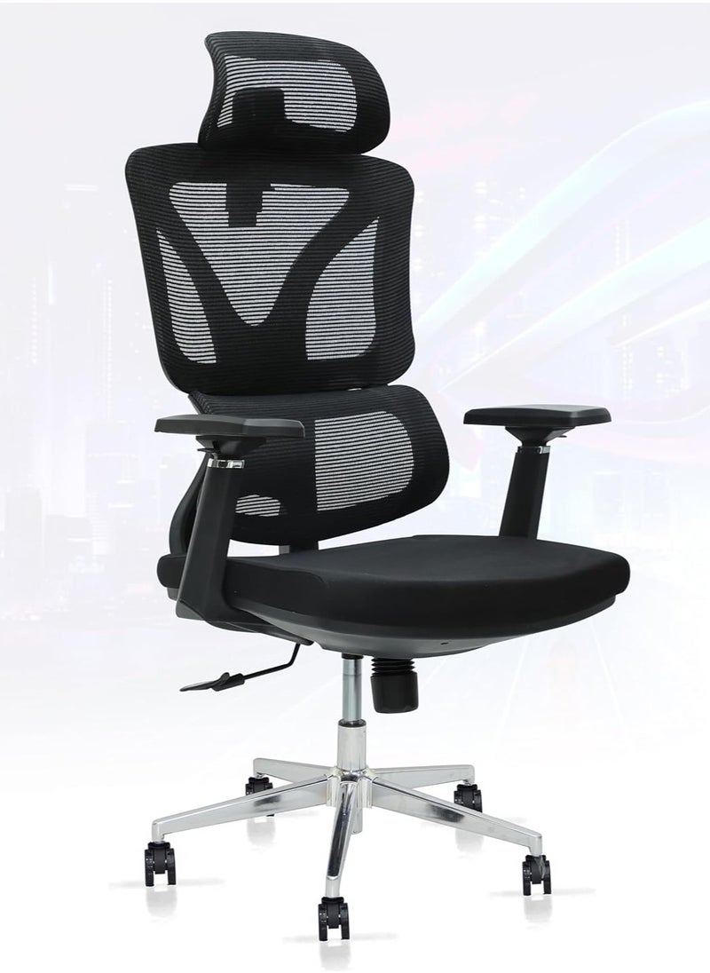 Executive chair With Modern design Mesh Ergonomic Chair With Adjustable Headrest, Adjustable Handrest, Adjustable Back Rest, Best For Back Support Desk Chair Or Gaming -774-BLACK