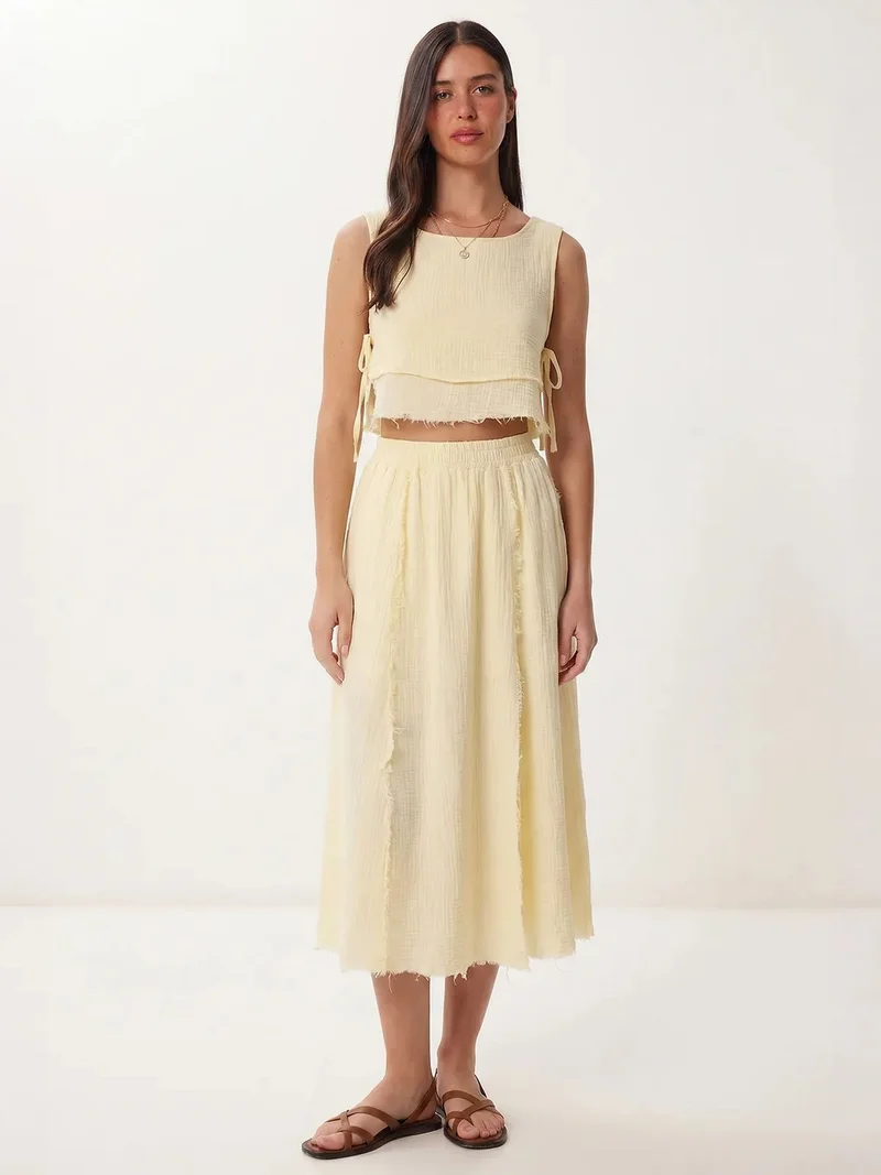السعادة في إسطنبول ISTANBUL Cotton Sleeveless Blouse And Midi Skirt Set
