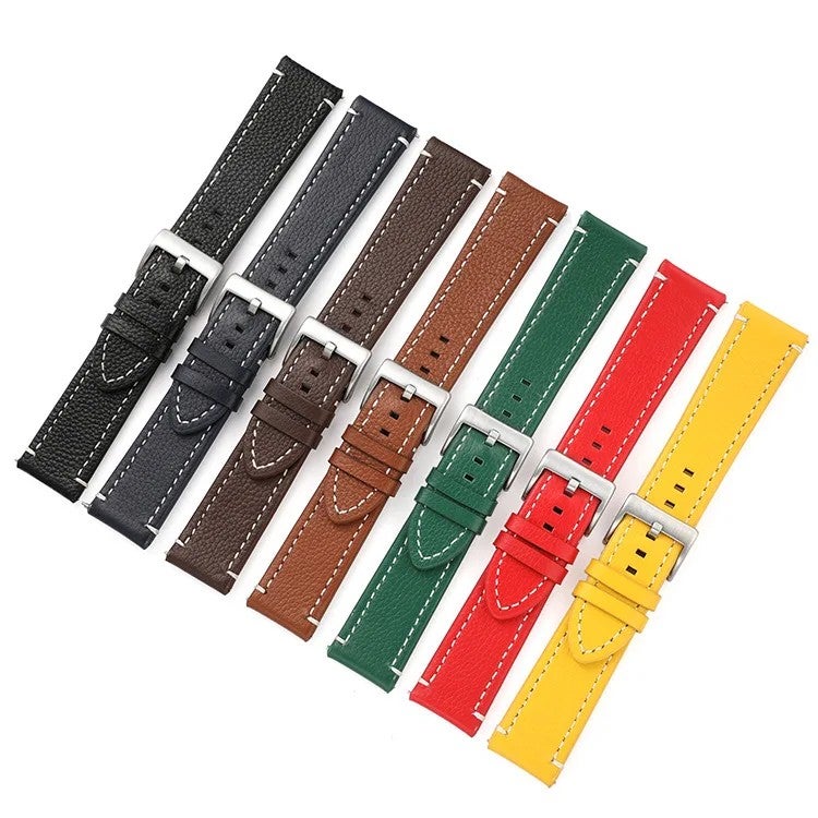 Bluejw 18mm 19mm 20mm 21mm 22mm 24mm Red Blue Yellow Leather  Watch Strap Leather Watch - Image 2