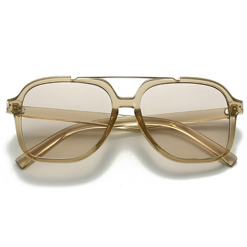 mincl Fashion Pilot Sunglasses Women Retro Square Sunglasses Female Double Bridge 70s Shades UV Protection Eyewear (C3) - Image 3