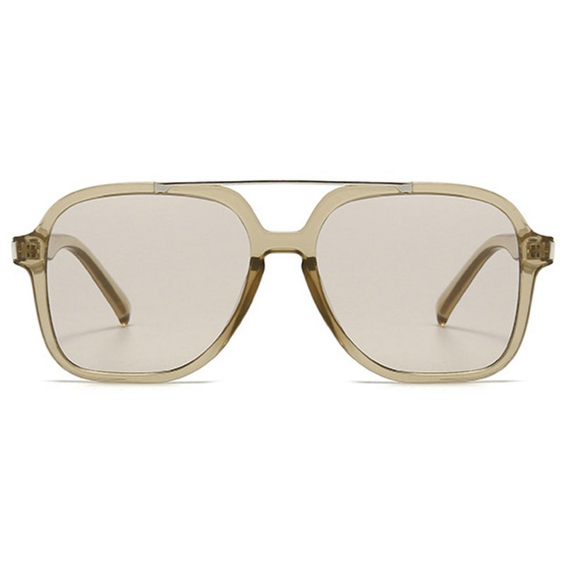 mincl Fashion Pilot Sunglasses Women Retro Square Sunglasses Female Double Bridge 70s Shades UV Protection Eyewear (C3) - Image 2