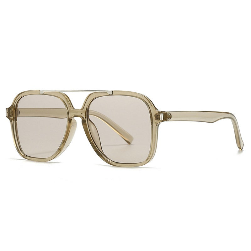 mincl Fashion Pilot Sunglasses Women Retro Square Sunglasses Female Double Bridge 70s Shades UV Protection Eyewear (C3) - Image 1