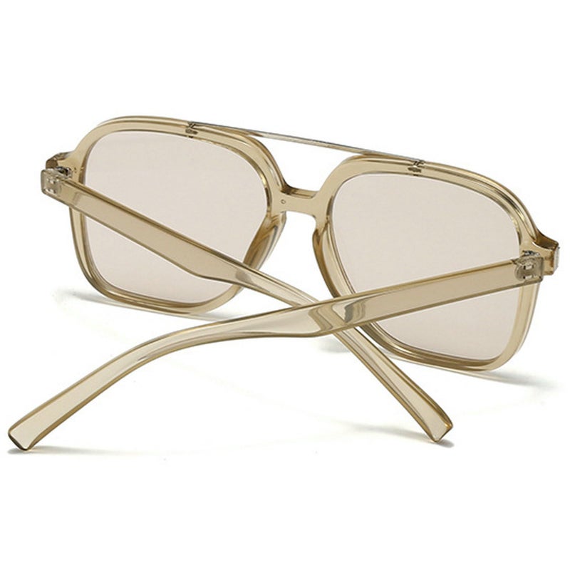 mincl Fashion Pilot Sunglasses Women Retro Square Sunglasses Female Double Bridge 70s Shades UV Protection Eyewear (C3) - Image 4