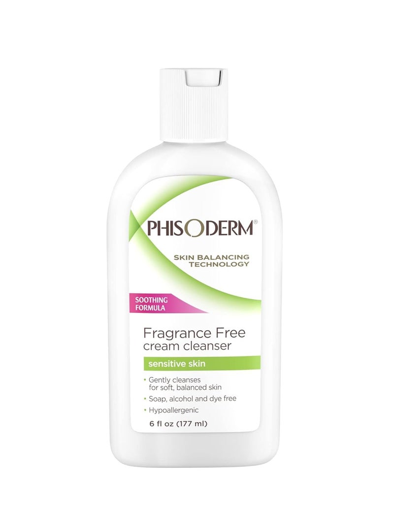 Phisoderm Fragrance Free Cream Cleanser For Sensitive Skin 6 oz Packs of 6