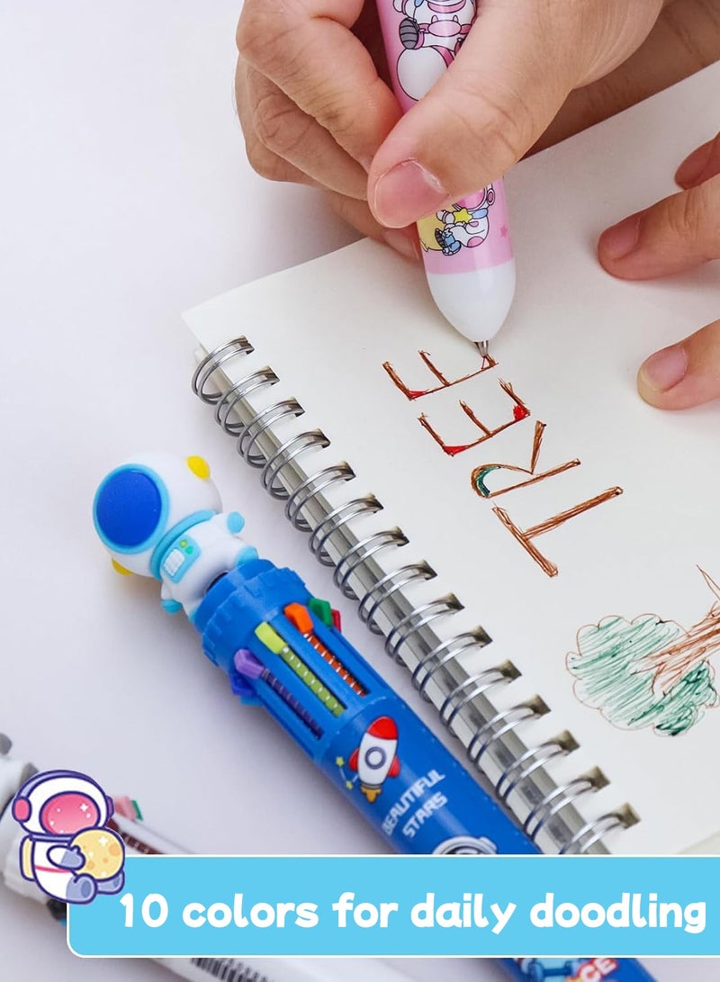 MAOGEDA 8-Pack 10-in-1 Multicolor Ballpoint Pens – Fun Cartoon Astronaut Design with 0.5mm Fine Point – Retractable Colorful Ink Pens for Office and School Supplies – Randomly Selected Colors - Image 4