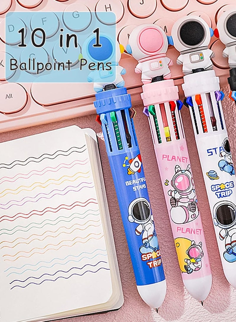 MAOGEDA 8-Pack 10-in-1 Multicolor Ballpoint Pens – Fun Cartoon Astronaut Design with 0.5mm Fine Point – Retractable Colorful Ink Pens for Office and School Supplies – Randomly Selected Colors - Image 2