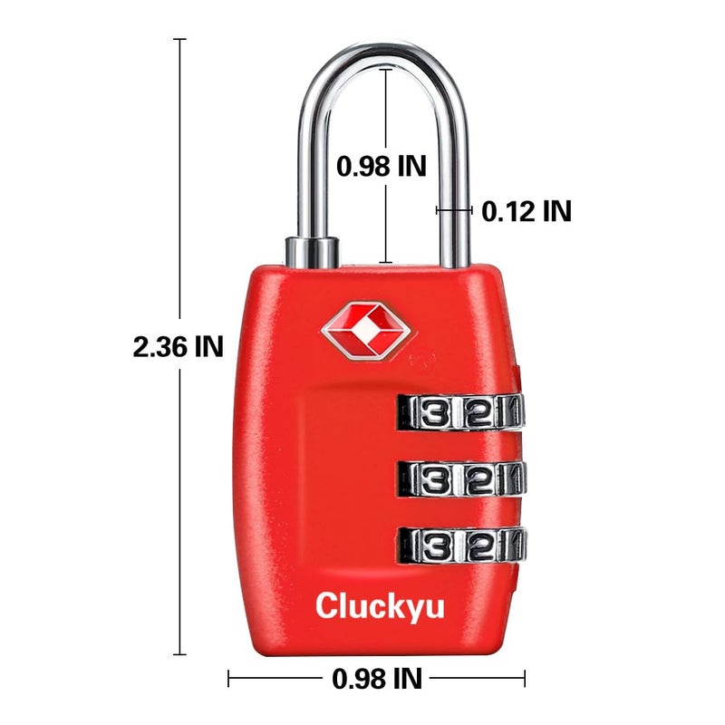 Cluckyu Tsa Luggage Locks (4Pack) - 3 Digit Combination Padlocks - Approved Travel Lock For Suitcases & Baggage (Red) - Image 5