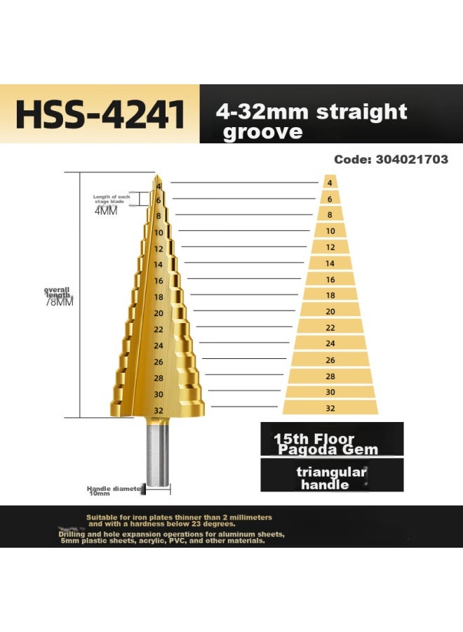 Huhao Pagoda Drill Bit, Metal Hole Cutter, High Hardness Iron Plate, Stainless Steel Drilling, Conical Step Drill Bit, Hole Opener, Hole Enlarger - Image 1