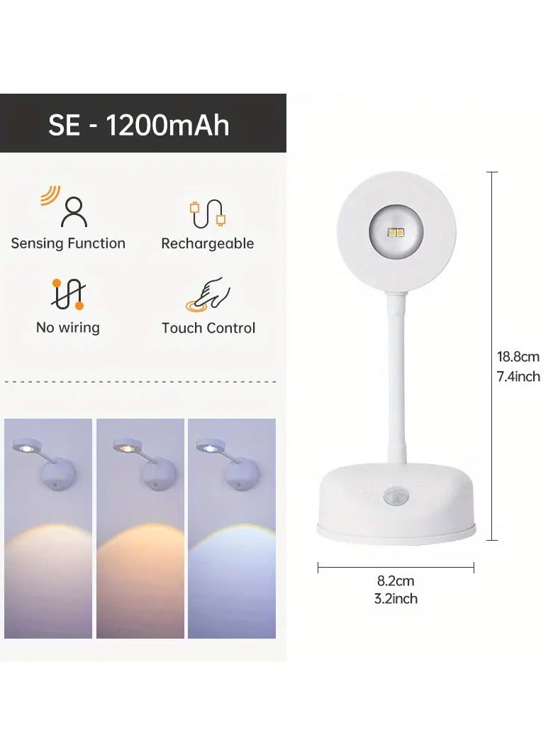 سمارت مصباح جداري ذكي ليد  لاسلكي قابل لإعادة الشحن ، زاوية قابلة للتعديل وسطوع مناسب وتثبيت مزدوج , مصباح للممرات وغرف المعيشة والزاويا المظلمة ,بطارية 1200 ملي أمبير ,18.8 * 8.2 سم - Image 3