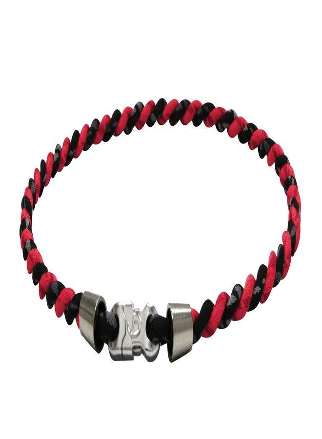 PHITEN Tornado Chrome Titanium Necklace, Black/Red, 18-Inch - Image 1