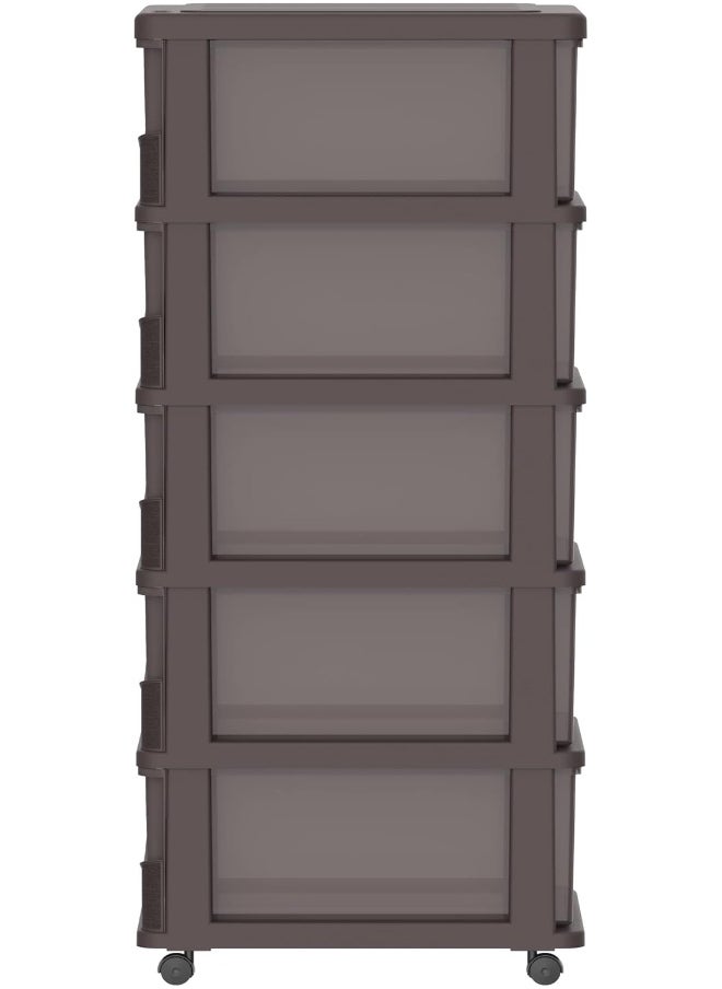 Cosmoplast Cedargrain 5 Tiers Storage Cabinet With Drawers and Wheels