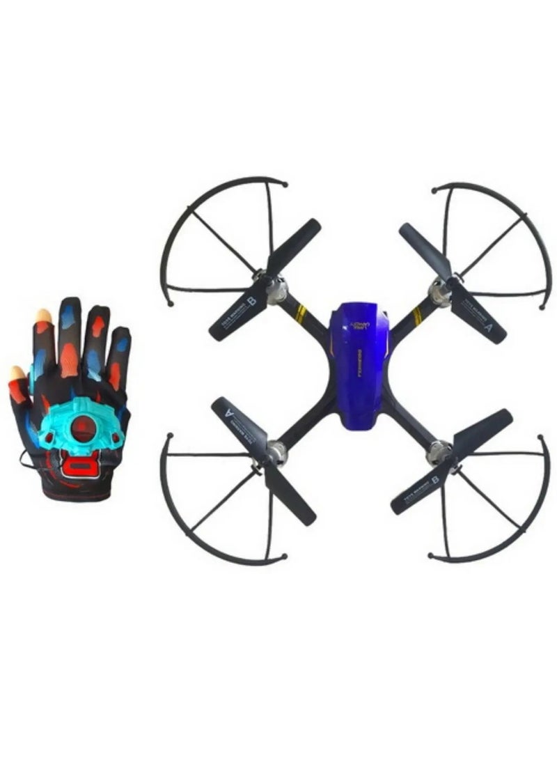 طائرة كوادكوبتر R/C بجهاز تحكم عن بعد مع قفازات للتحكم بجهاز الاستشعار للأطفال والكبار - Image 3