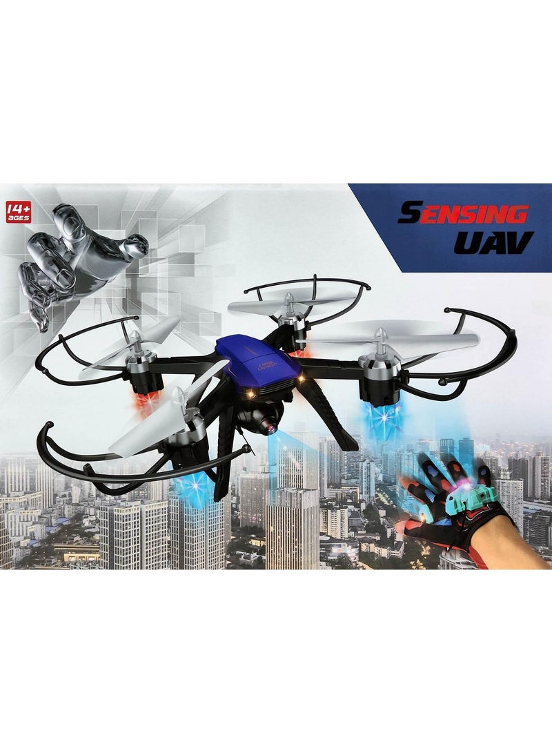 طائرة كوادكوبتر R/C بجهاز تحكم عن بعد مع قفازات للتحكم بجهاز الاستشعار للأطفال والكبار - Image 4