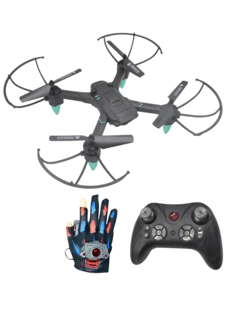 طائرة كوادكوبتر R/C بجهاز تحكم عن بعد مع قفازات للتحكم بجهاز الاستشعار للأطفال والكبار - Image 5