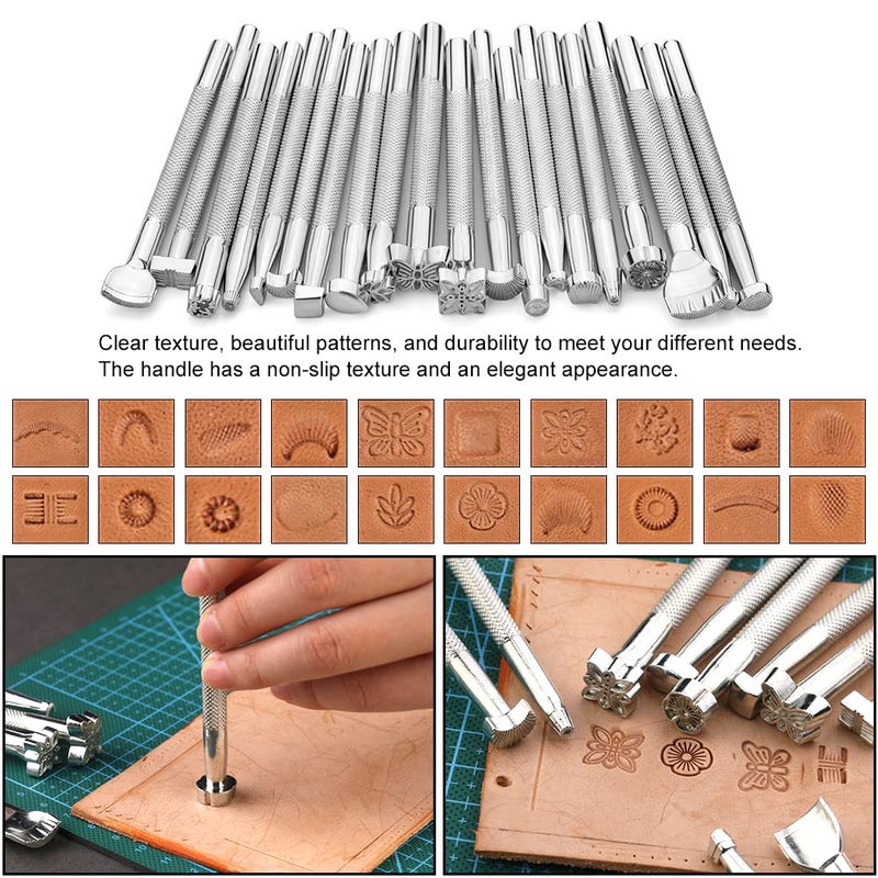 TLKKUE Leather Craft Tools Leather Working Tools Kit with Custom Storage Bag Leather Carving Tools Leather Craft Making for Cutting Punching Sewing Carving Stamping Leather Tooling Kit - Image 4