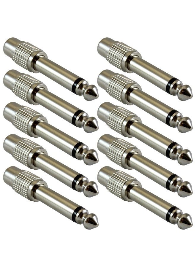 GLS Audio RCA Female to 1/4" TS Metal Adapter - 10 Pack - Image 1