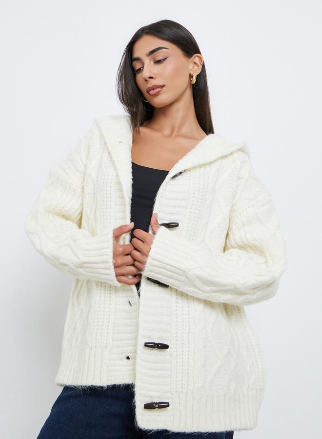 ستايلي كارديجان محبوك واسع بياقة هودي - Image 3