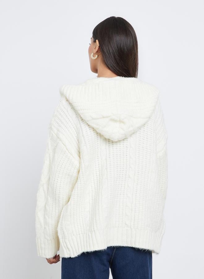 ستايلي كارديجان محبوك واسع بياقة هودي - Image 5