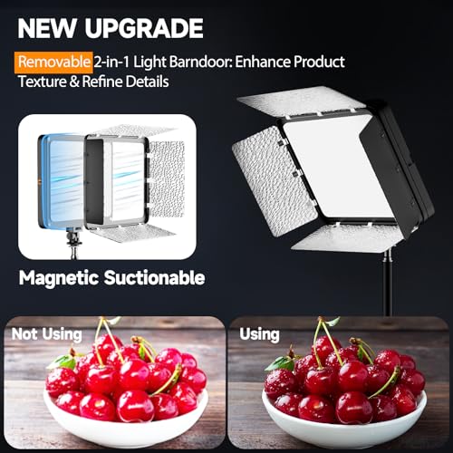 EMART LED Video Light Kit with Phone Holder Barndoor 28007000K Dimmable Studio Lights for Video Recording 73 Height for Live Streaming YouTube Vlog Photography Content Podcast 2Pack - Image 3