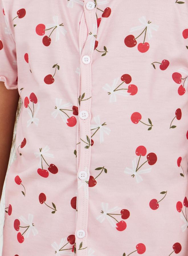 ستايلي طقم بيجامة وبلوزة بأزرار بطبعة شاملة - Image 3