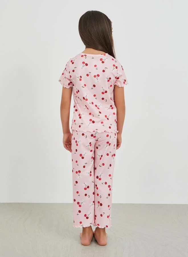Styli Styli All-Over Print Buttoned Top and Pyjama Set
