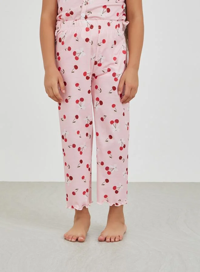 Styli Styli All-Over Print Buttoned Top and Pyjama Set