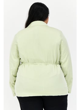 Heartbreak Women Plus Size Plain Blazer, Sage Green  - Image 3
