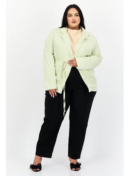 Heartbreak Women Plus Size Plain Blazer, Sage Green  - Image 4