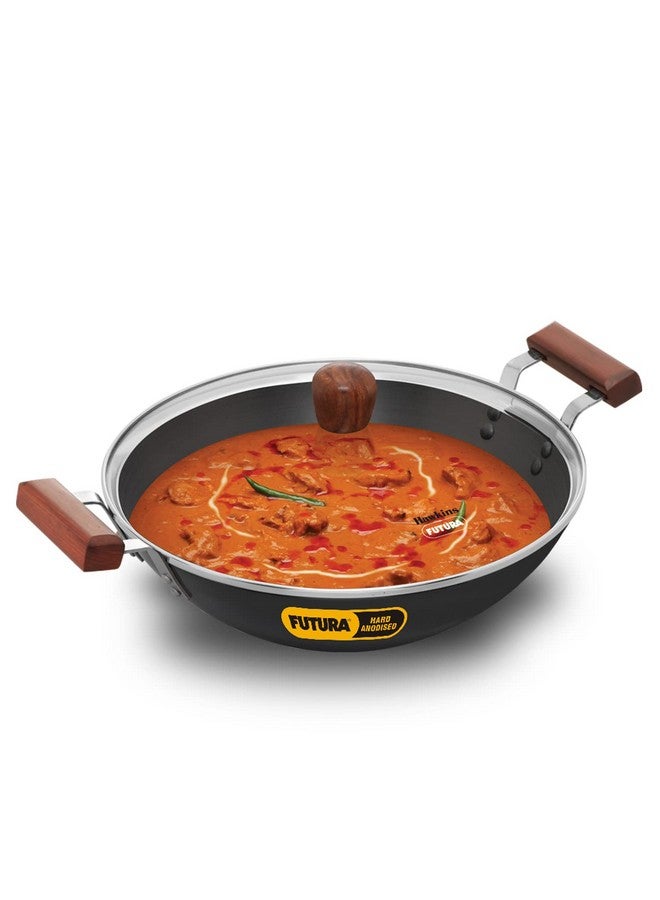 Hawkins Futura 3.75 Litre Deep-Fry Pan, Hard Anodised Kadhai with Glass Lid, Induction Frying Pan, Black (IAD375G) - Image 1