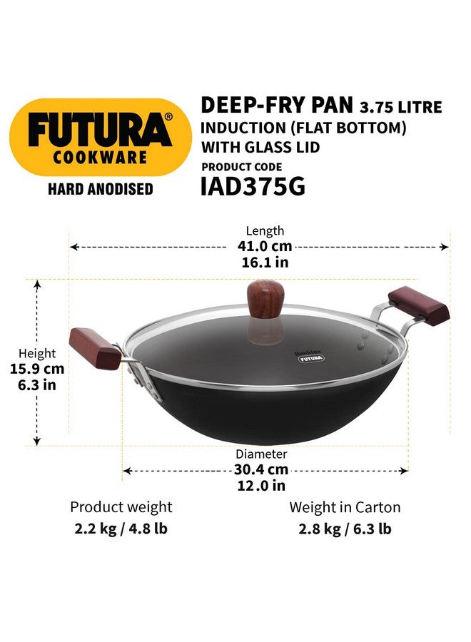 Hawkins Futura 3.75 Litre Deep-Fry Pan, Hard Anodised Kadhai with Glass Lid, Induction Frying Pan, Black (IAD375G) - Image 3