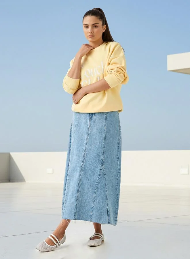 سبلاش فيڤ Regular Fit Sweatshirt with Typographic Print