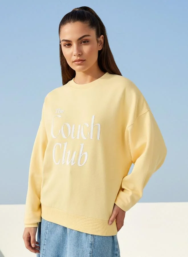 سبلاش فيڤ Regular Fit Sweatshirt with Typographic Print