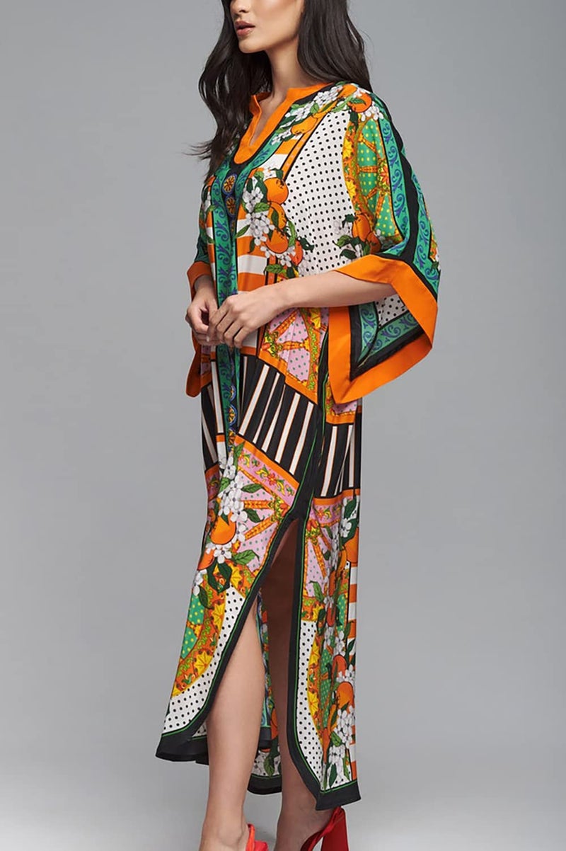 YouKD Maxi Robe V-Neck Kaftan Boho Beach Cover Up Dress Plus Size Loungewear for Women - Image 3