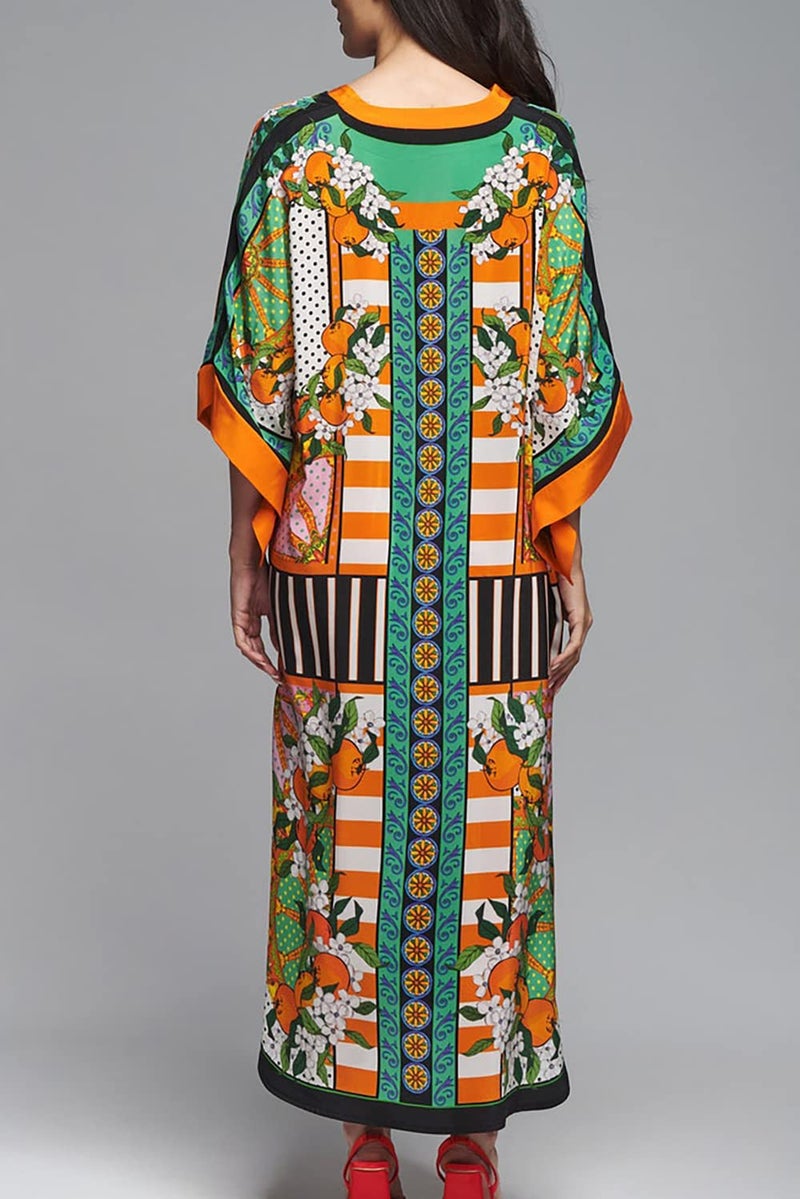 YouKD Maxi Robe V-Neck Kaftan Boho Beach Cover Up Dress Plus Size Loungewear for Women - Image 4
